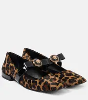 [Versace] Versace Gianni Ribbon calf hair Mary Jane flats AU 7.5 brown