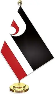 Maori Desk Small Flag Set,5×8 Inch Mini Native Indigeous Desktop Banner,12" Metal Solid Pole Decor,Tiny Digital Printed Polyester Banner With Golden Base