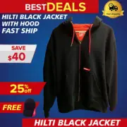 HILTI BLACK JACKET WITH HOOD, NEW, SIZE XL, FREE HAT, T-SHIRT, FAST SHIP