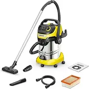 [Kärcher] WD 6 P S V-30/6/22/T Wet/Dry Vacuum Cleaner With Socket, Flat Pleated Filter, Patented Filter Box, Cleaning, 1,300 W, Stainless Steel Container: 30 L & Drain Plug, Suction Hose: 2.2 m