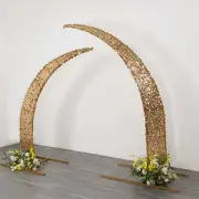 2 GOLD Big Payette Sequin Half Crescent Moon Arch BACKDROP STAND Events Wedding