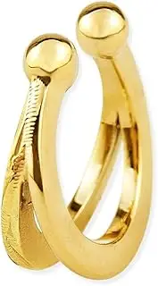 [Aloha lokahi] Hawaiian Jewelry Ear Cuffs Double Double Stainless Surgical Stainless Steel Hoop Yellow Gold Ear Cuffs Ear Clips Reversible, 【サイズ】直径：約14.5mm 幅：約4.7mm(最大) 厚み：約2mm, Stainless Steel, No Gemstone