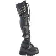 Demonia Shaker-420 Platform Wedge Over Knee Boots • Ships in 2-4 Weeks • Gothic