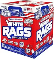 TOOLBOX Professional White Rags Shop Towels Center Pull Box for Painters, Automotive, Contruction, Office and Home - Made in USA (1 Box - 200 Towels)