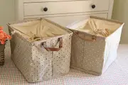 Canvas Zakka Vintage Drawstring Storage Laundry Shopping Basket Fold Bin Spot