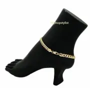5mm 10" Concave Cuban Link Chain Quality Anklet Bracelet 14K Italy Gold Plated