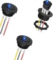 Round Toggle LED Switch, 3Pcs 12V Car Truck Rocker On/Off Control, 3Pins, 12-24V 20A With 9 Connection Cables