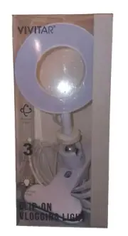 LED Light: Vivitar Clip-On Vlogging USB Powered Light with Clip, 10 Settings/NIB