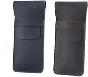 AIMALL 2 PCS Genuine Leather Pencil Case, Personalized Vintage Handmade Crazy Horse Leather, Top Layer Cowhide, Creative Pen Holder