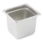 Anti-Jam Steam Pan Sixth-Size Reinforced Stainless Steel 6"D 25 Gauge
