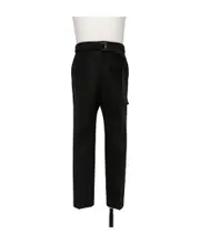 Sacai Belted Waist Straight Leg Trousers 3 Black