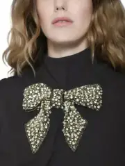 Alice + Olivia Addison black embellished bow jacket, NWT, size S, Retail $550.00