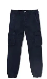 Guess Cargo Pants Big Boys 14Smart Blue Solid Elastic Cuffs Zip/Button Closure