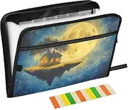 Floating Moon House Document Folio Waterproof Accordion File with Labels Portfolio Folder for Documents