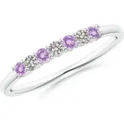 Half Eternity Seven Stone Amethyst and Diamond Wedding Ring
