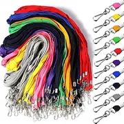 200 Pieces Badge Lanyards Flat Lanyards for ID Badges, Assorted Colors Neck lanyards with Swivel J Hook Clip for Key, Card Holder, Name Tag, Student Teacher Office Worker Accessories