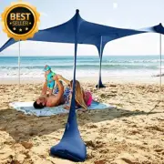 Pop-up Beach Tent UPF50+ with Sand Shovel, Pegs, Poles for Camping & Picnics