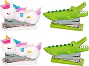 Kisangel 4pcs Cute Mini Stapler Cartoon Design Portable Personal Stapler for Office School Supplies Fun Effortless Stapling for Students Professionals