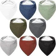 bearmoss Muslin Baby Dribble Bibs 100% Cotton Baby Bandana Drool Bibs for Unisex Baby Girls Boys Drooling and Teething