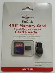4GB Memory Card & Micro Card Reader Verizon Wireless Sandisk Universal
