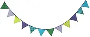 Steegic 10.5 Feet Triangle Flag Banner Bunting Pennant for Kids Teepee Tent,Party and Room Decoration,12 Pcs Double Sided Cotton Fabric Flag by (Multicolor)