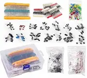 1400Pcs Basic Electronics Component Assortment Kit, Electrolytic Capacitor, Ceramic Capacitor, LED Diode, Common Diode, Resistor, Transistor Component for Arduino, Electronic DIY Project