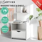 Artiss Bedside Table 4-Tier Shelf & Drawer Spacious Storage Display Shelf White
