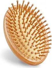 Jaydear Bamboo Brush for Hair Growth, Bamboo Hair Brush Massager Mini Bristles Natural Wooden Scalp Brush Detangling Hairbrush for Women, No Handle Design, Round Wood Brush