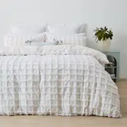 Ari Cotton Quilt Cover Set - Double Bed, White