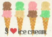 I Love Ice Cream Hand Painted Needlepoint Canvas