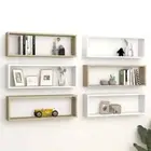 NNEVL Wall Cube Shelves 6 pcs White&Sonoma Oak 80x15x26.5 cm Chipboard