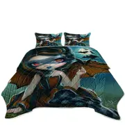 Fantasy Pipistrello Bat Winged Girl and Moon Bats Coverlet