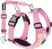 Dog Car Harness with Seat Belts, 2 in 1 Safety Adjustable Dog Seat Belts for Car