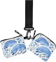 [miaozhen] Childish Animal Pangolin Women's Card Cases Change Holder Mini Fashion Identity Card Protector with Keychain for Girls 2 Pcs wallet para tarjetas, Childish Animal Pangolin, Modern