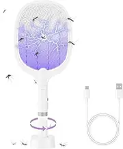 [Peacafulife] Electric Fly Swatter Rechargeable 4000V Bug Zapper Racket, 2-in-1 Detachable Bug Swatter Mosquito Killer with Purple Light & 3-Layer Safety Nets Portable Fly Zapper for Indoor Outdoor