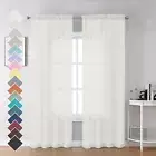 Ivory Sheer Curtains, 84" Length 2 Panels for Bedroom, Elegant Light Filtering
