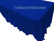8' Fitted Table Skirting Cover w/Top Topper Single Pleated Trade show Royal Blue