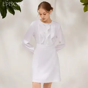 【EPISODE】甜美氣質荷葉邊長袖洋裝133175（白）