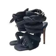 Nevenka Sexy High Heels Knit Fallopian Cloth Rope Lace Up Gladiator Sandals-Black3