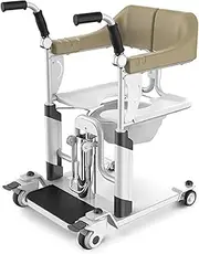 Rolling Walkers Hydraulic Patient Lift Wheelchair Bedside Commode Portable Transfer Nursing Chair Lifter with 180° Split Seat and Cushion Self-Propelled Wheelchair
