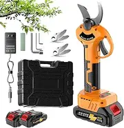 Electric Secateurs, Cordless Pruning Shears with 2 Battery, 1.35-2.15m Extension Pole, LCD Display, Scissor Opening 3cm, Tree Scissors Pruners for Gardening Branch Flowering Bushes No-Telescopic-Rod