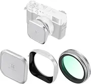 K&F Concept (Silver Frame) MC UV Filter + Metal Square Hood + Magnetic Lens Cap Kits for Fujifilm X100 Series Accessories (X100, X100S, X100F, X100T, X100V, X100VI)-28 Multi-Coatings, HD Waterproof