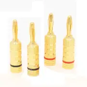 4pcs 24K Gold Plated Speaker Cable Banana Plug HiFi Audio Banana Connector