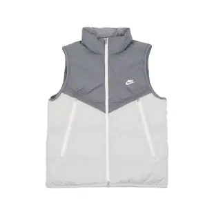 【NIKE 耐吉】背心 Windrunner 男款 灰 白 保暖 拉鍊口袋 雙向拉鍊 立領 羽絨 風衣 外套(DV1136-084)