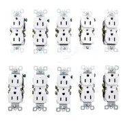 10 Eaton White Tamper Resistant Duplex Outlets 5-15R 15A Black-Backing TR270W-E