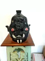 master potter dwayne crocker (rare alien face jug), pottery, folk art 10'' x 8''