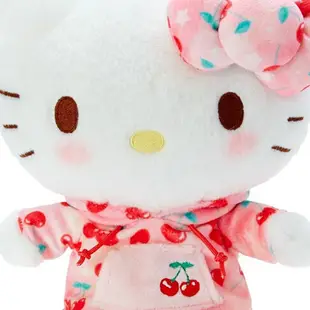 小禮堂 Hello Kitty 絨毛 玩偶 娃娃 布偶 (S 粉白 櫻桃帽T)