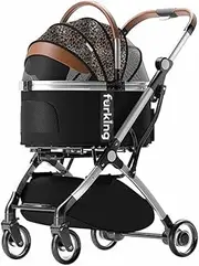 Dog Stroller | Dog Pram | Fur King Lux Pet Pram/Stroller - Leopard