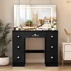 Vanity Table Set with LED Mirror Makeup Dressing Table Dresser Desk Black AU