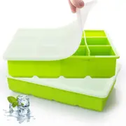 2 Pack Ice Cube Trays, Reusable Silicone Ice Tray with Lid 12-Ice Cube Trays Sup